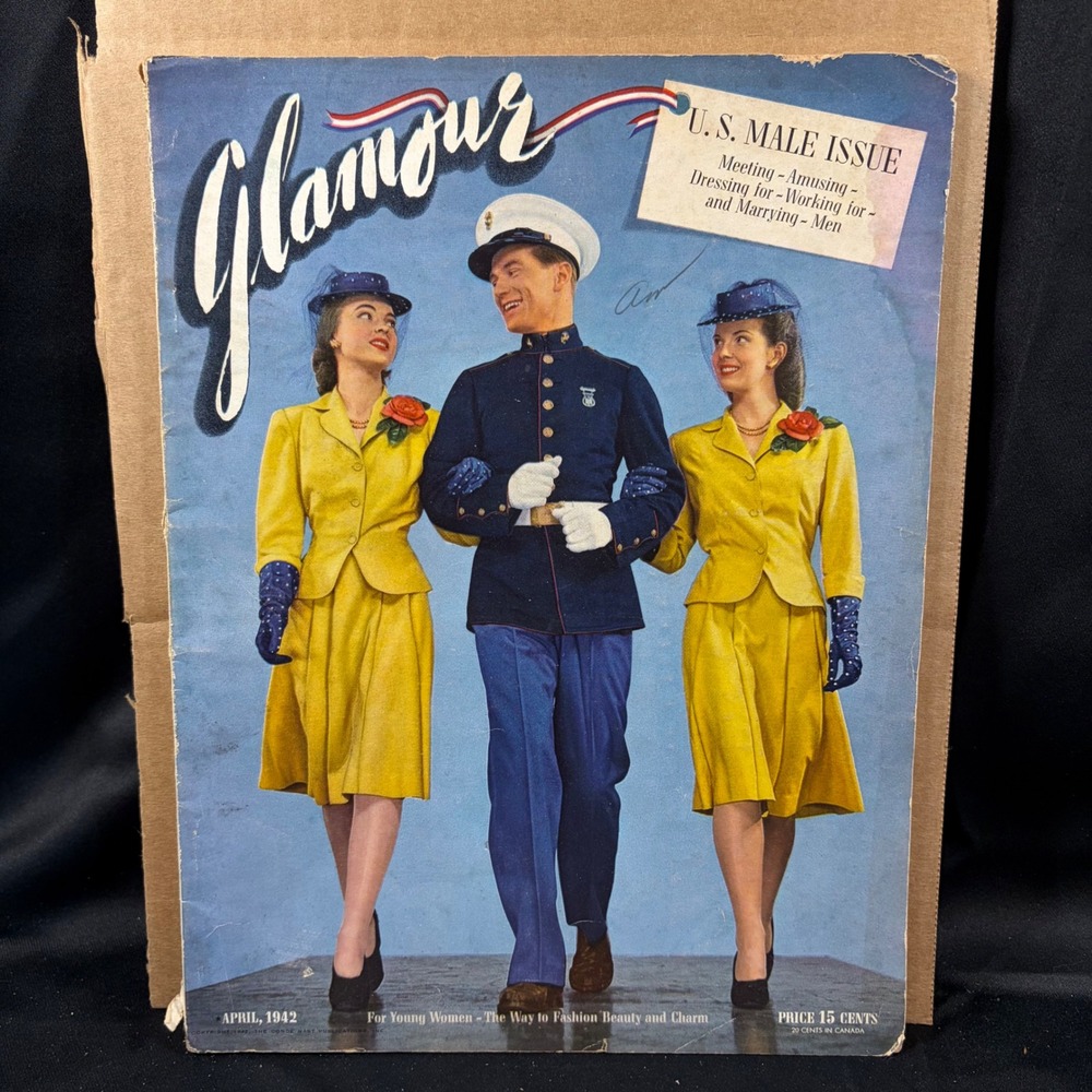 Glamour Magazine April 1942 US Male Issue WWII Fashion Conde Nast 1940s Vintage